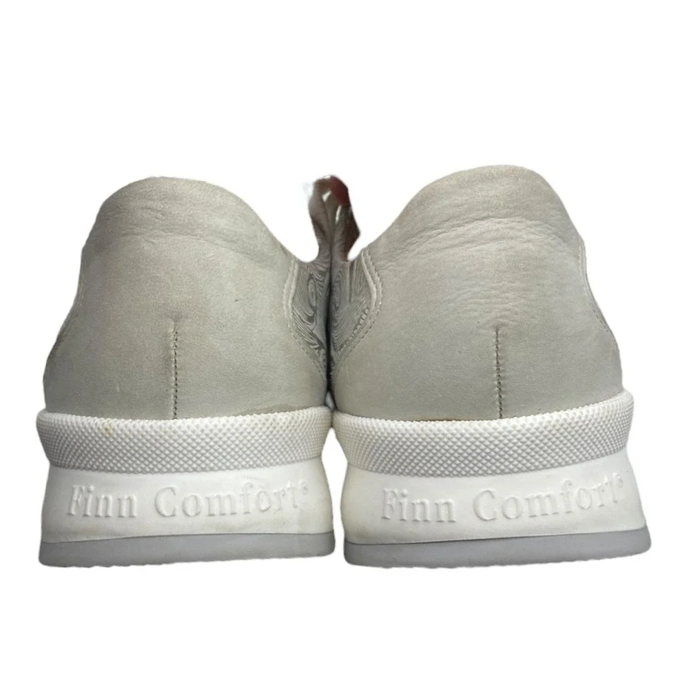 Finn Comfort Womens 6.5 Silver Swirl Leather Lace Up Walking Sneakers Germany